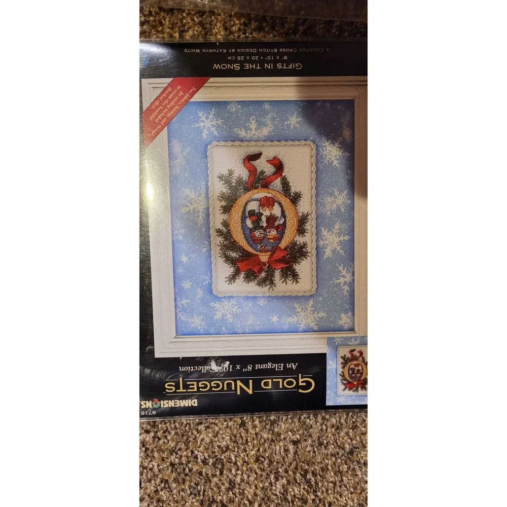 Vintage Needlecraft Kit Lot (4) Christmas Cross Stitch &‎ Crewel Samplers NOS
